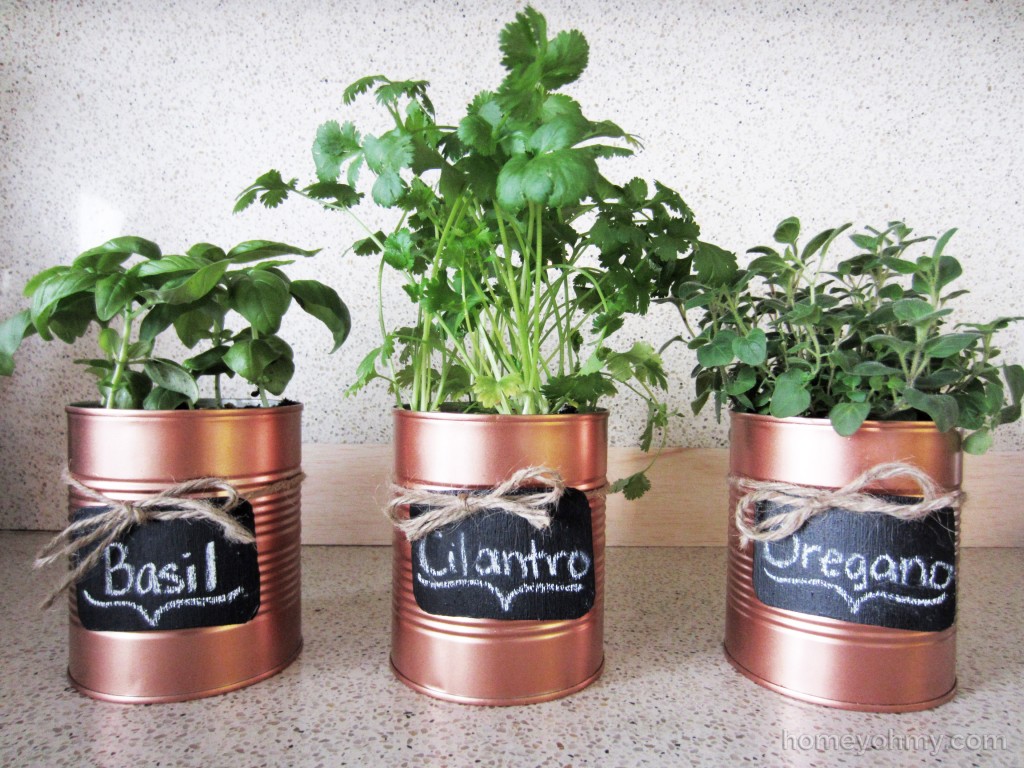 DIY Copper Tin Can Planters and Chalkboard Tags | Homey Oh My!