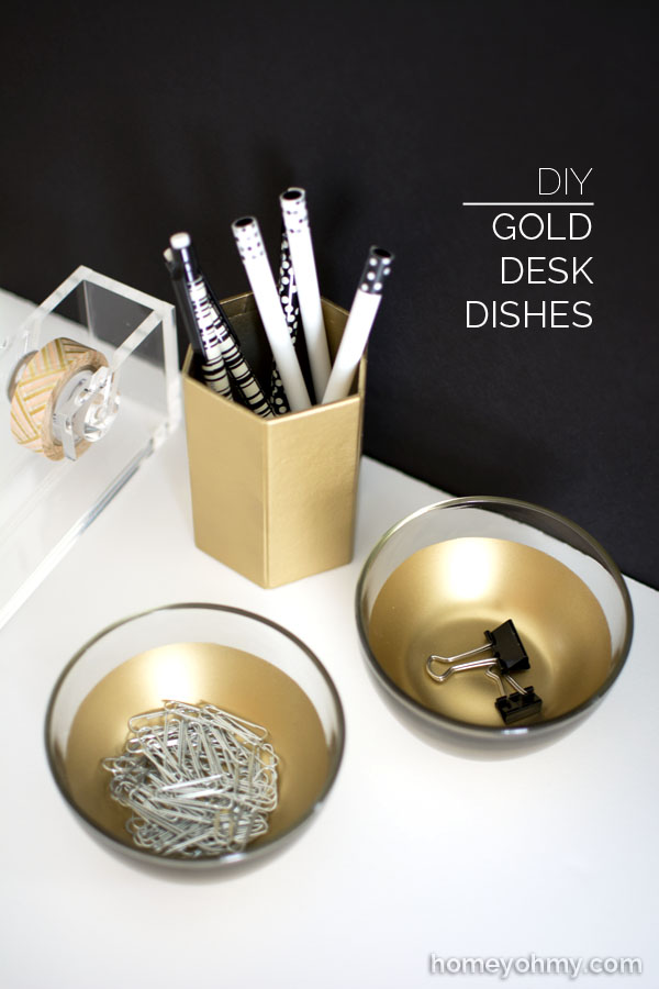 DIY Gold Desk Dishes