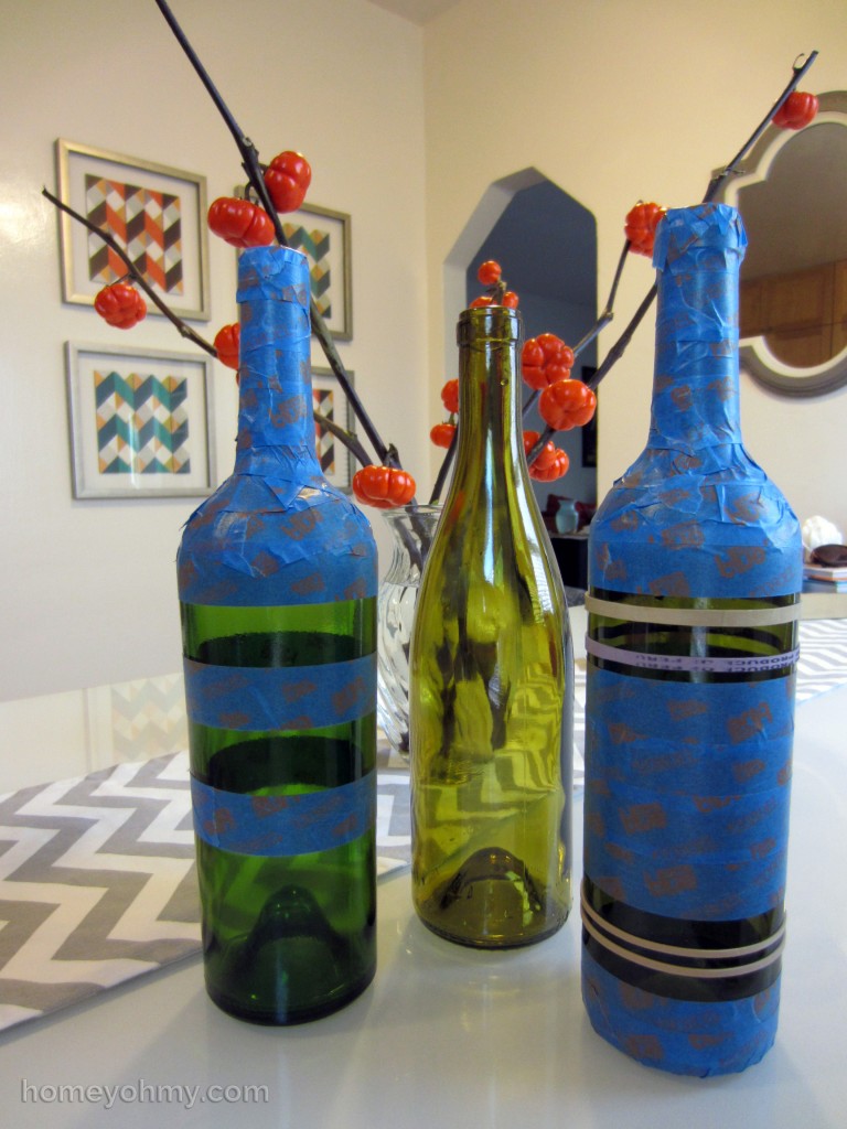 Taped Wine Bottles