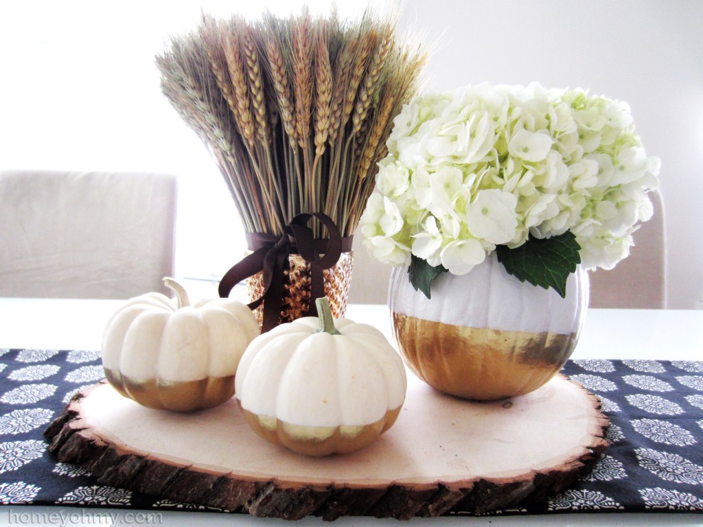 DIY Gold Dipped Pumpkin Vase - Homey Oh My