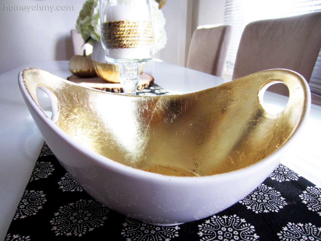 Gold leaf serving bowl