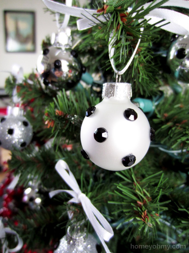 DIY Rhinestone Polka Dot Ornaments