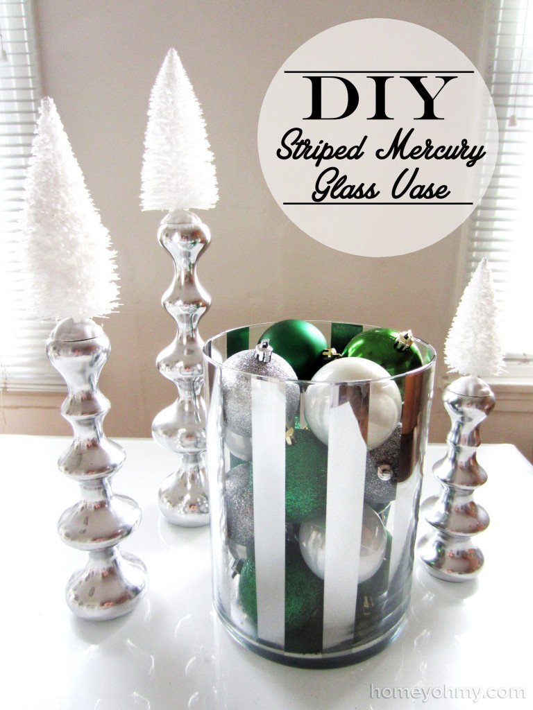 DIY Striped Mercury Glass Vase