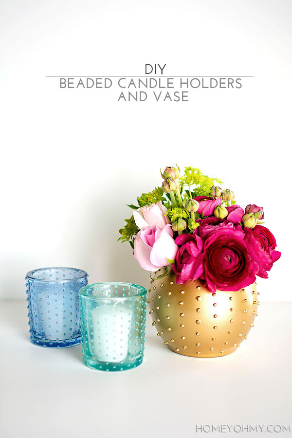 DIY Beaded Candle Holders and Vase
