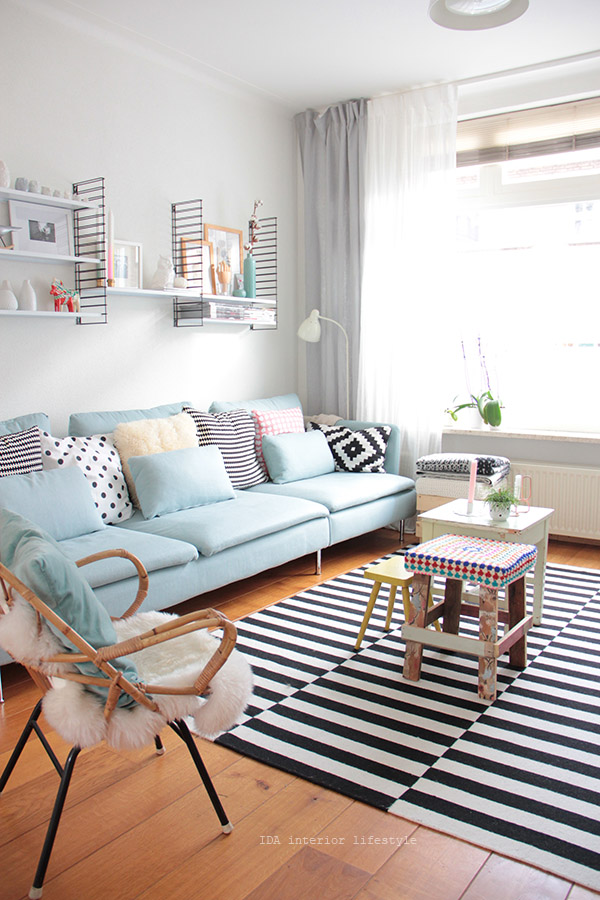 Pastel blue couch