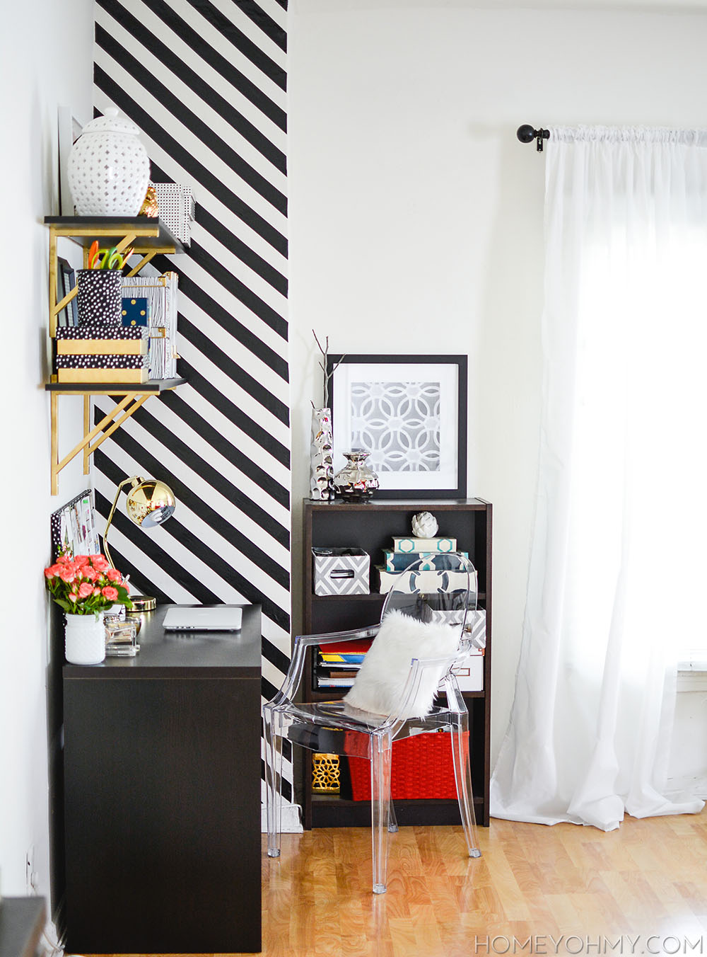 How to Create a Striped Accent Wall Without Paint - Homey Oh My