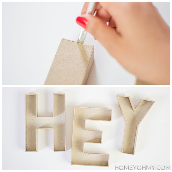 Cutting cardboard letters