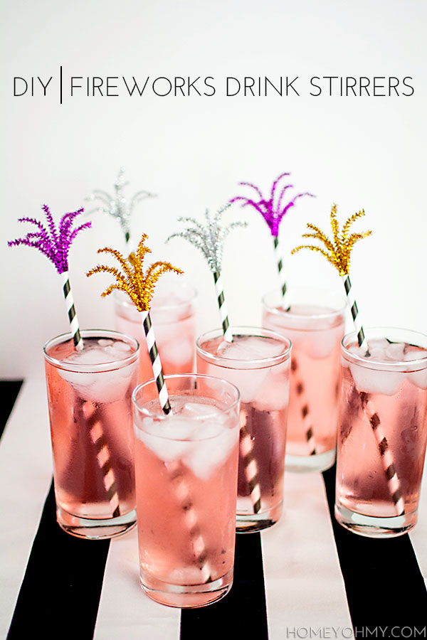 DIY Fireworks Drink Stirrers- Patriotic Summer Blog Hop - Homey Oh My