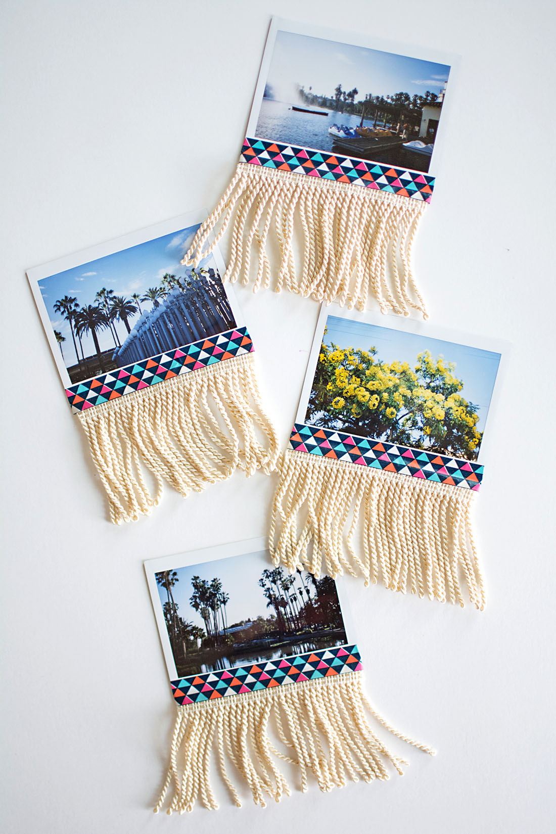 Add fringe to photos to make a decorative garland