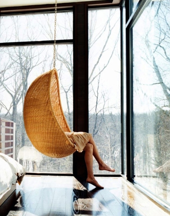Hanging chair with a view