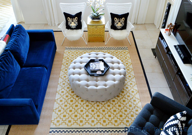 Layered living room rugs