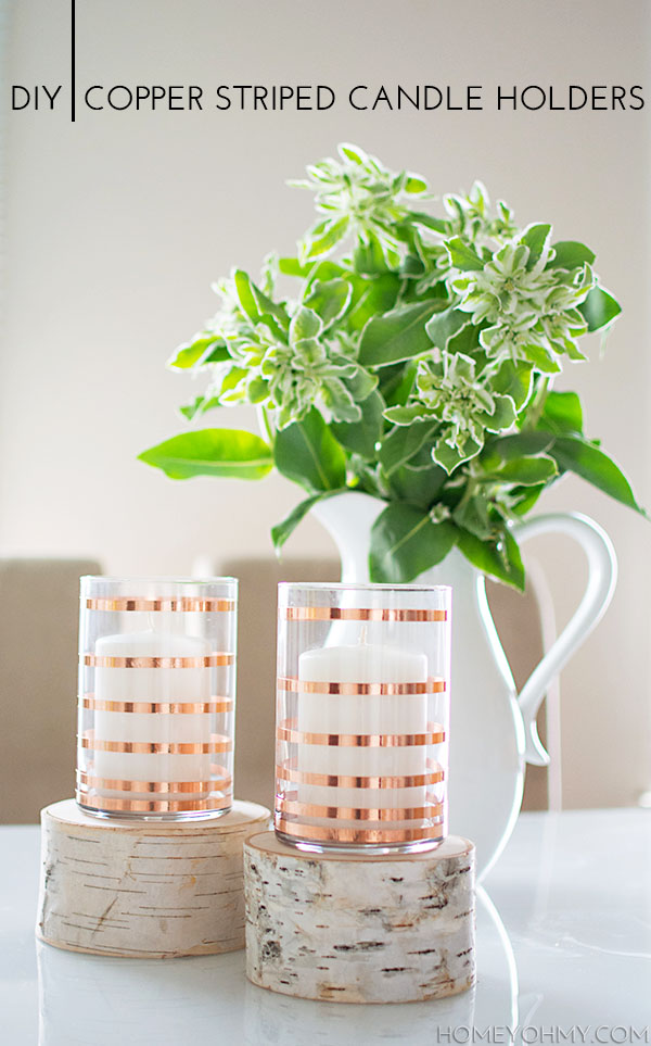 DIY Copper Striped Candle Holders - Homey Oh My