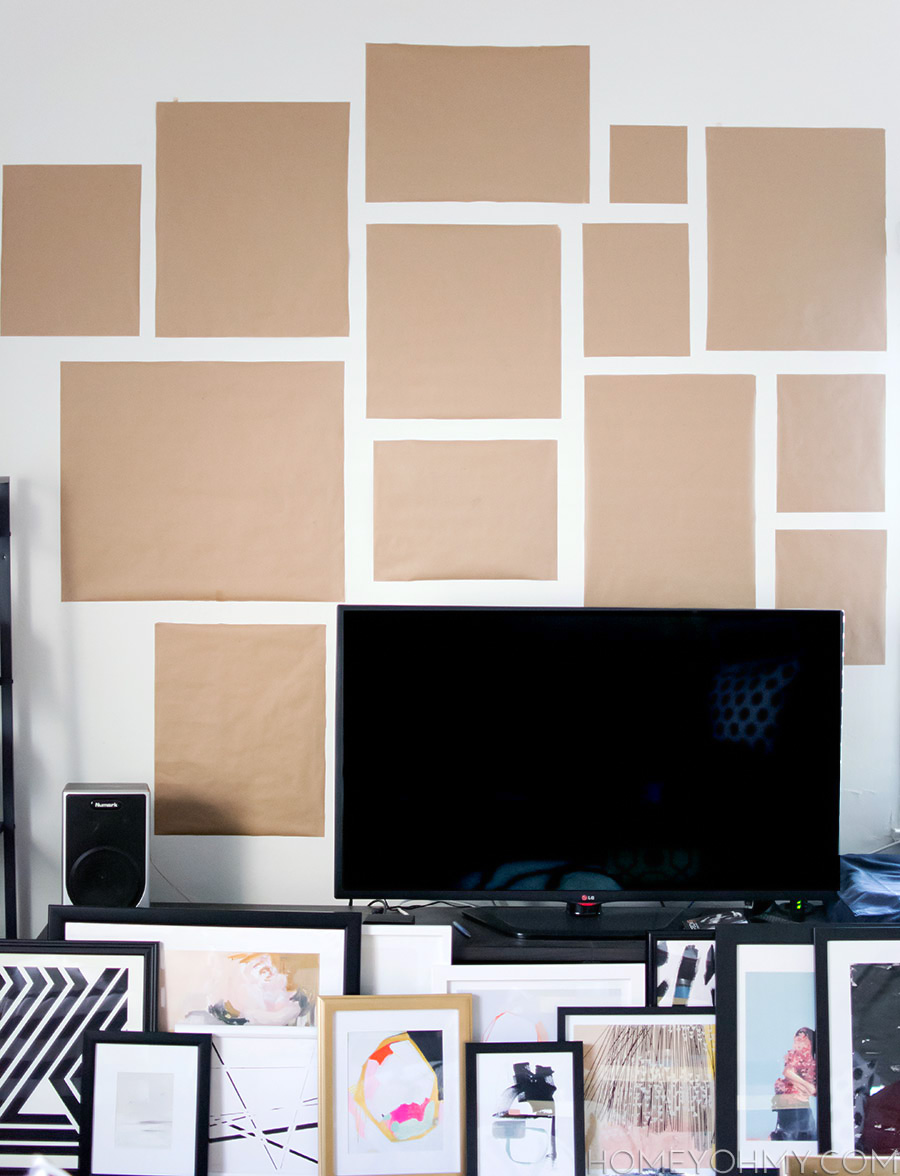 Kraft paper gallery wall planning