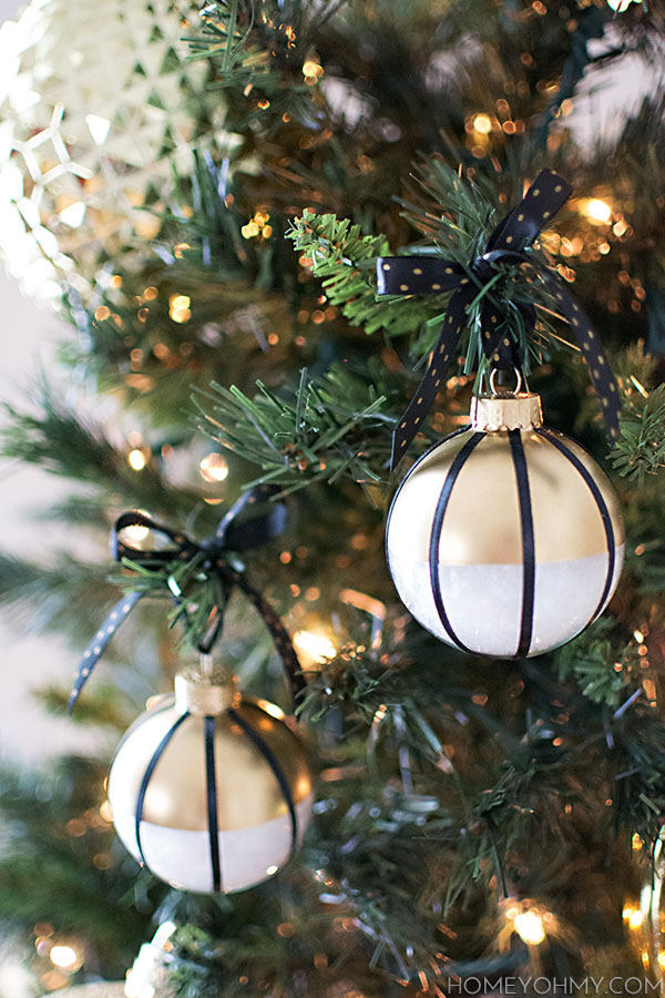 Black white and gold ornaments