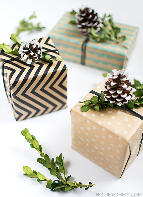 Pinecone Holiday Gift Wrap