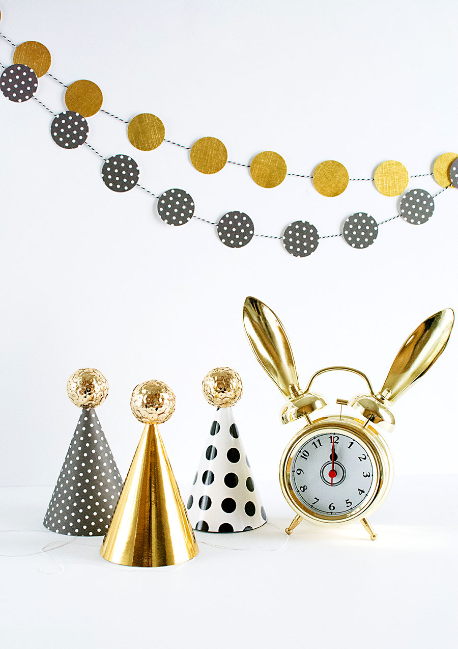 DIY Sequin Ball Mini Party Hats for New Year's Eve