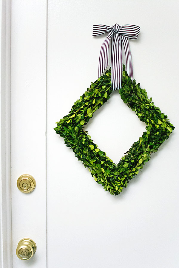 DIY Boxwood and Pinecone Gift Topper - Homey Oh My