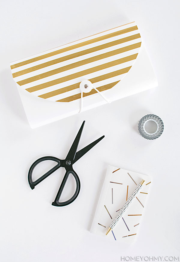 DIY File Folder with Gold Stripes