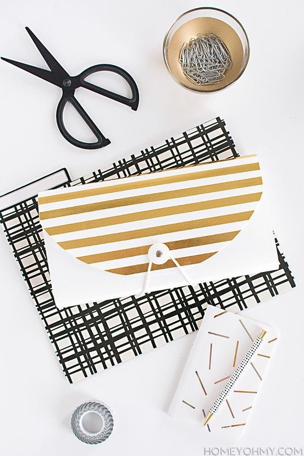 DIY Gold Striped File Folder