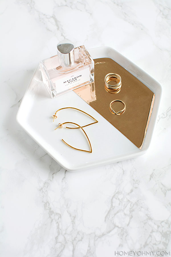 Mirrored gold hexagon tray DIY