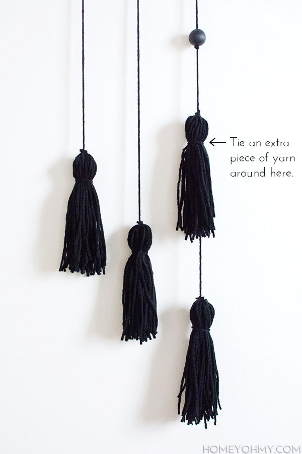 CEREMONIA - handmade black beaded tassel wall hanging