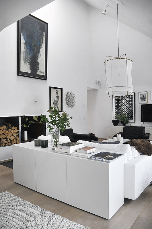 black and white living room