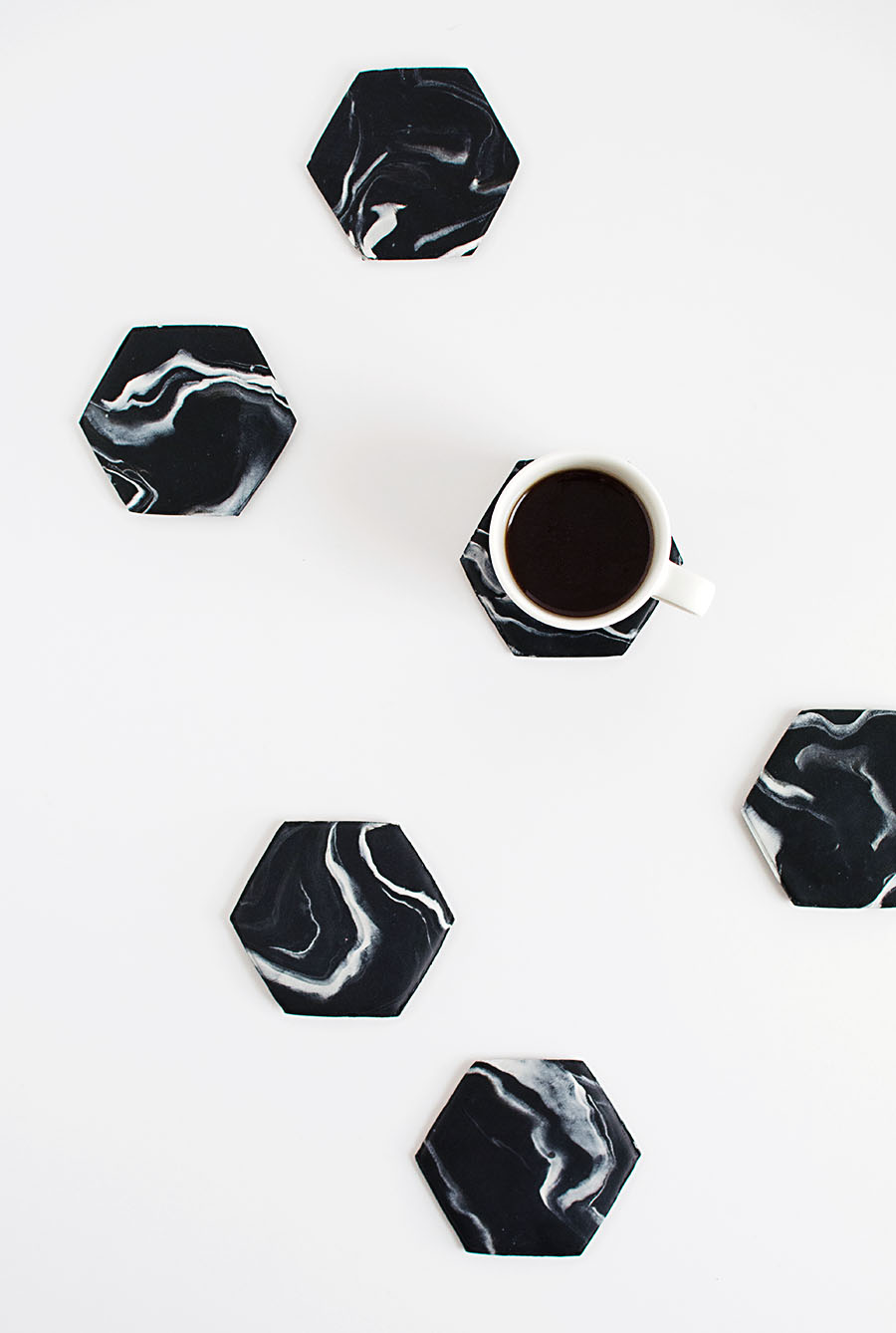 DIY Marble Hexagon Coasters - Homey Oh My