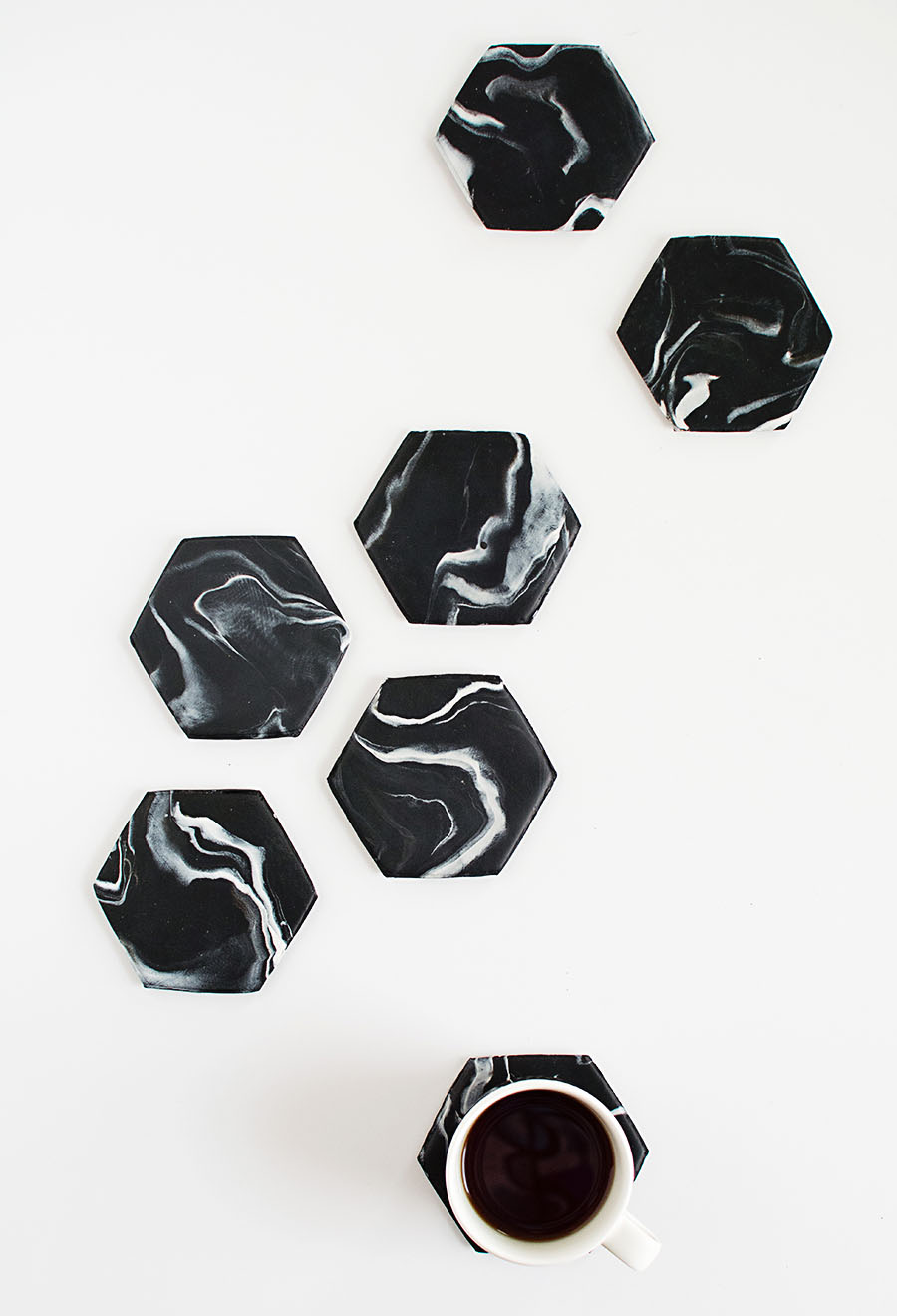 DIY Hexagon Marble Coasters