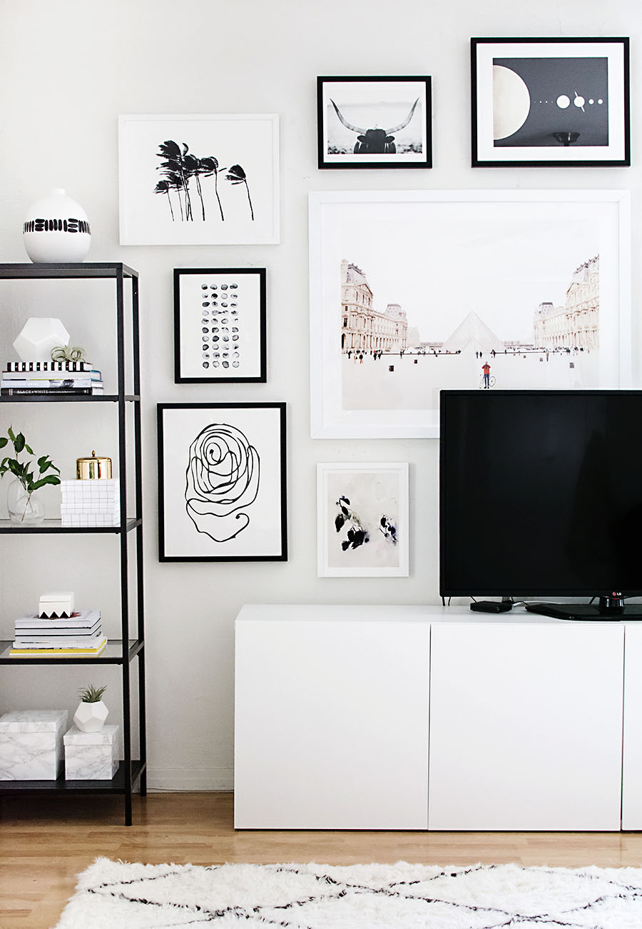 How to hang a TV gallery wall