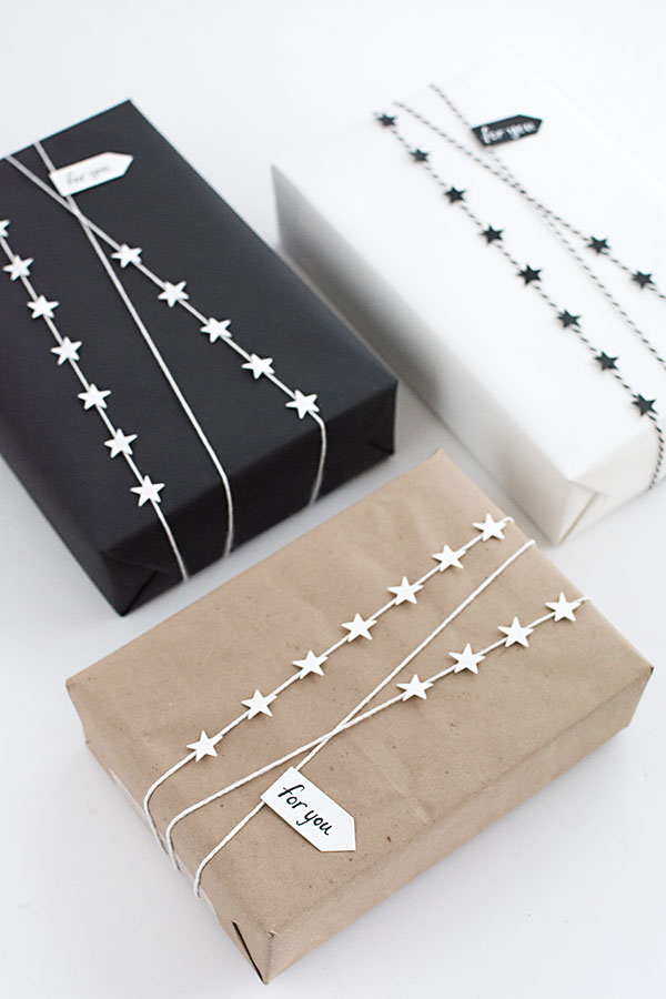 Star garland gift wrap DIY