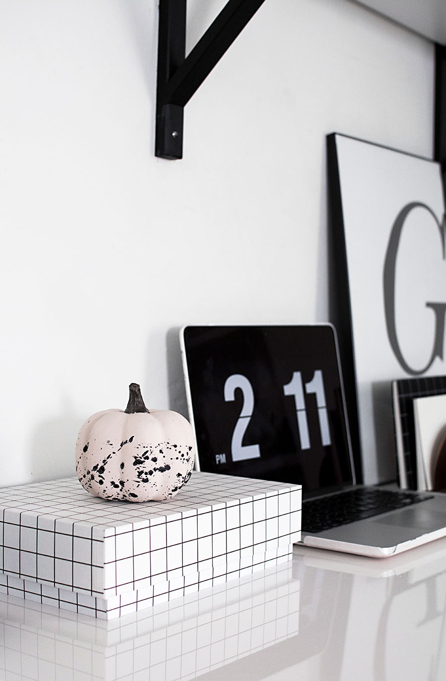 DIY paint splattered pumpkin