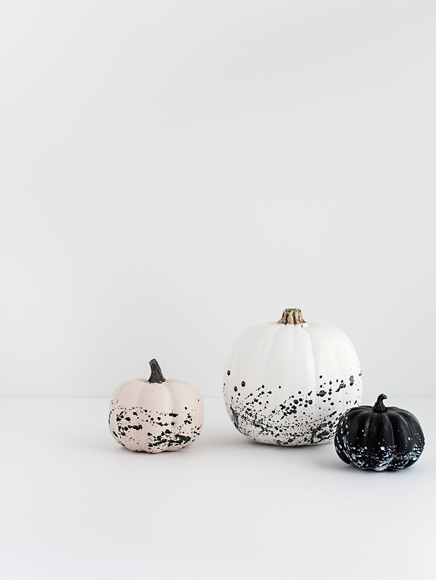 DIY paint splattered pumpkins