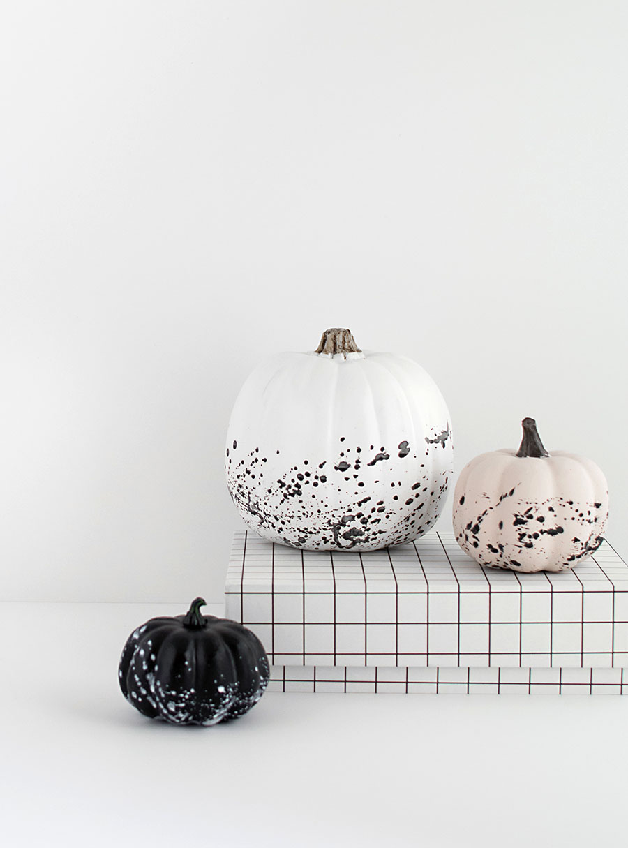 Paint splattered pumpkins DIY