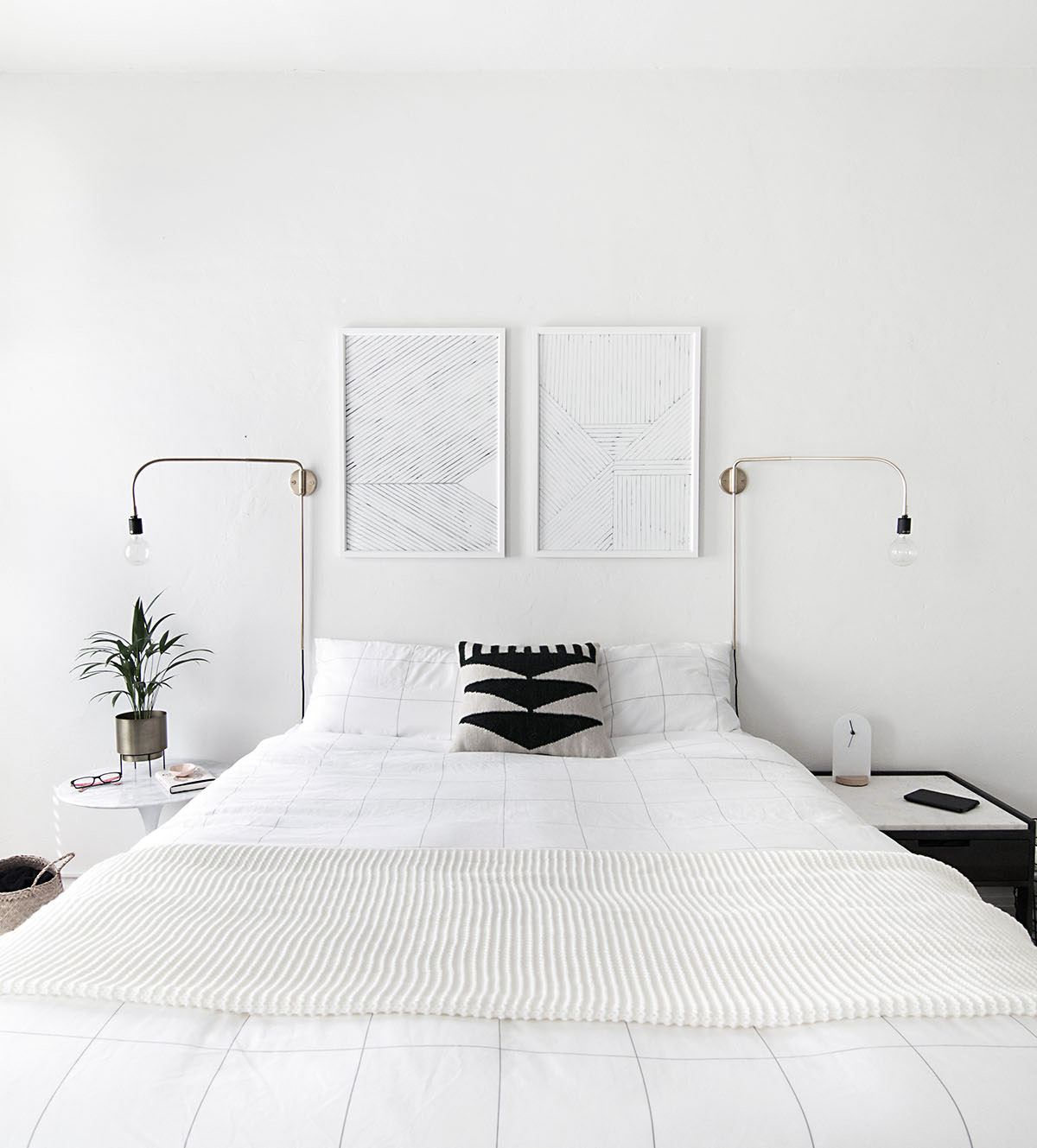 minimal art above bed