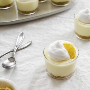 No Bake Mini Lemon Cheesecake with Pretzel Crust